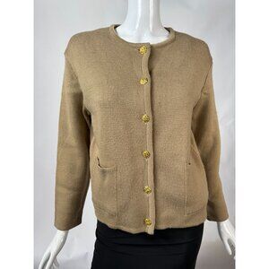 Bertone Womens Beige Cardigan Sweater With Gold Buttons